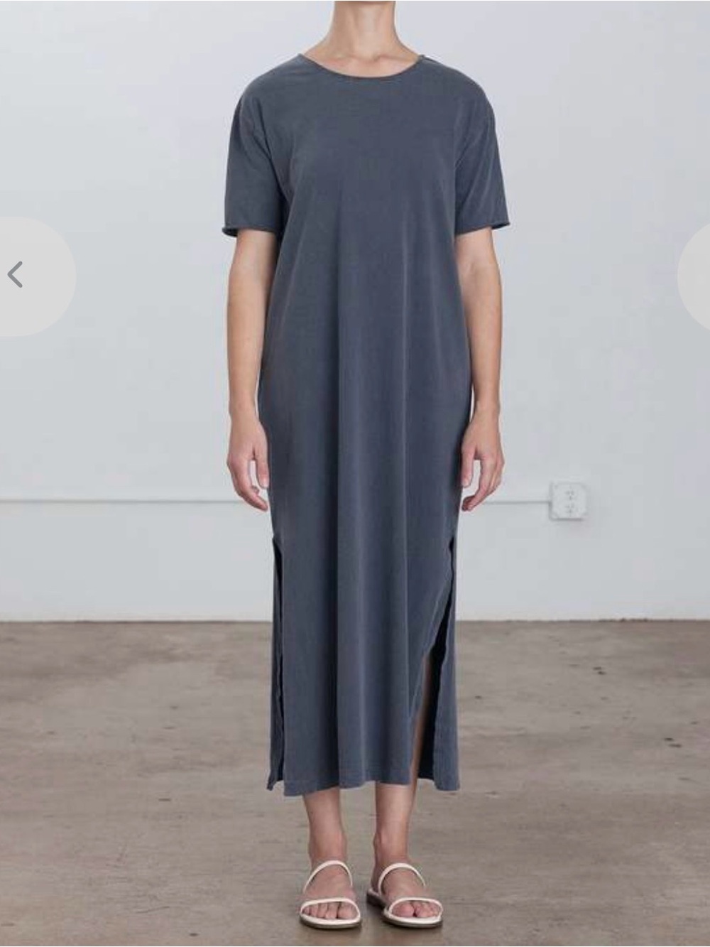 Black Crane Womens Long Tee Cotton Dress Size M Charcoal Grey Made in USA